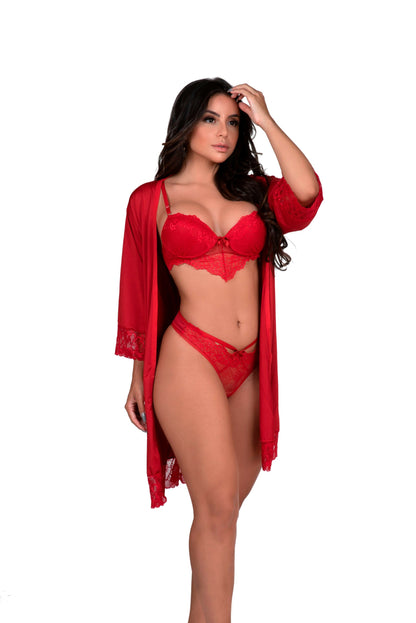 Conjunto sexy com Robe Feminino – Doce Malícia