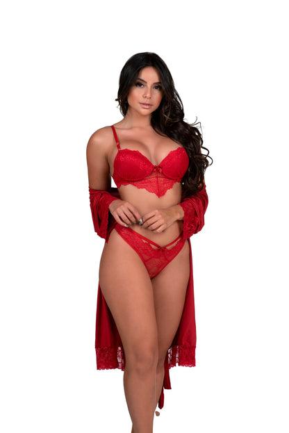 Conjunto sexy com Robe Feminino – Doce Malícia