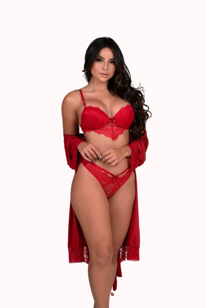 Conjunto sexy com Robe Feminino – Doce Malícia