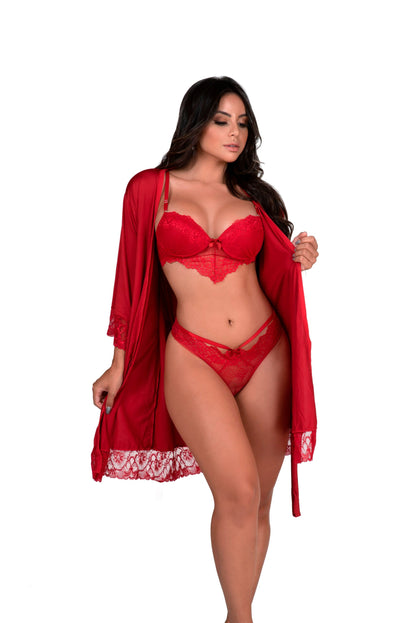 Conjunto sexy com Robe Feminino – Doce Malícia
