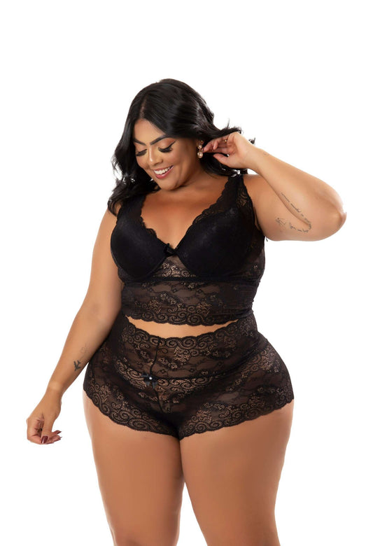 Conjunto Calesson de Renda Plus Size em Branco – Doce Malícia