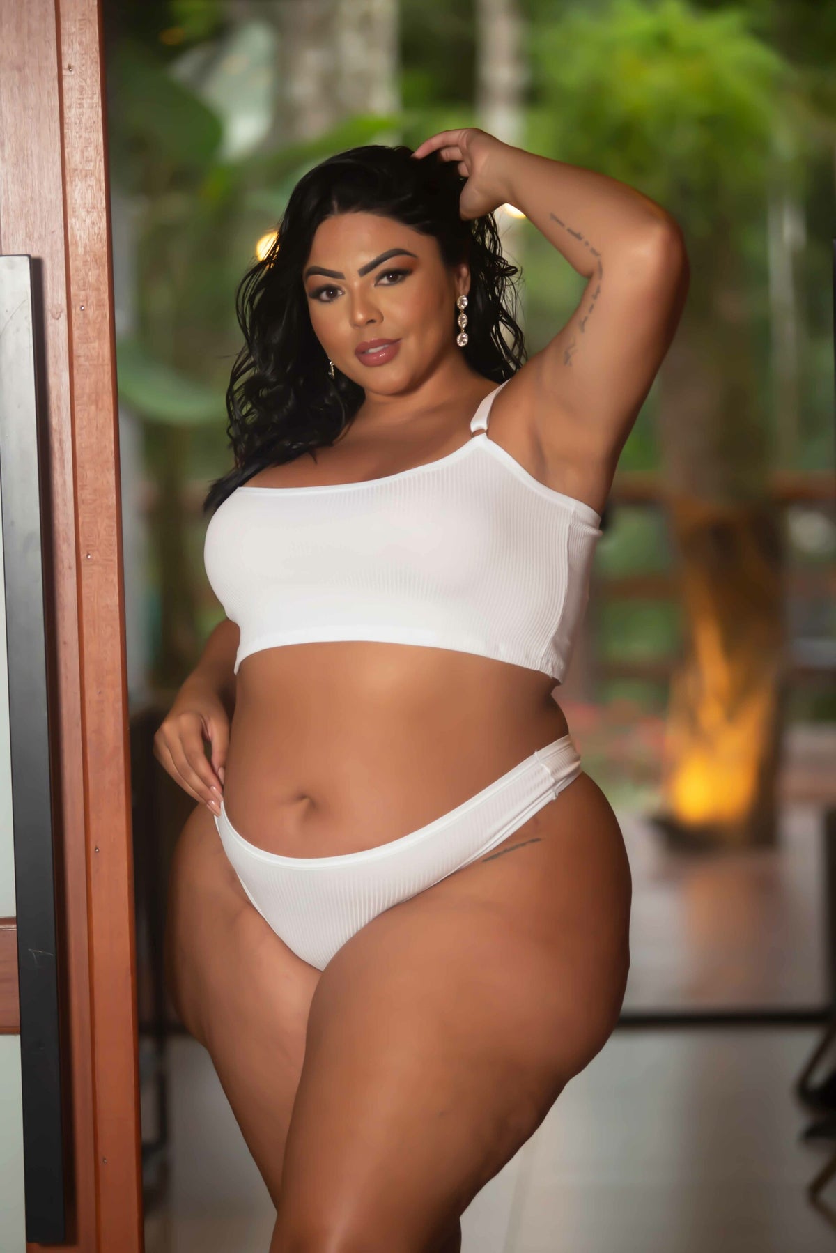 Conjunto Canelado Plus Size em Branco – Doce Malícia