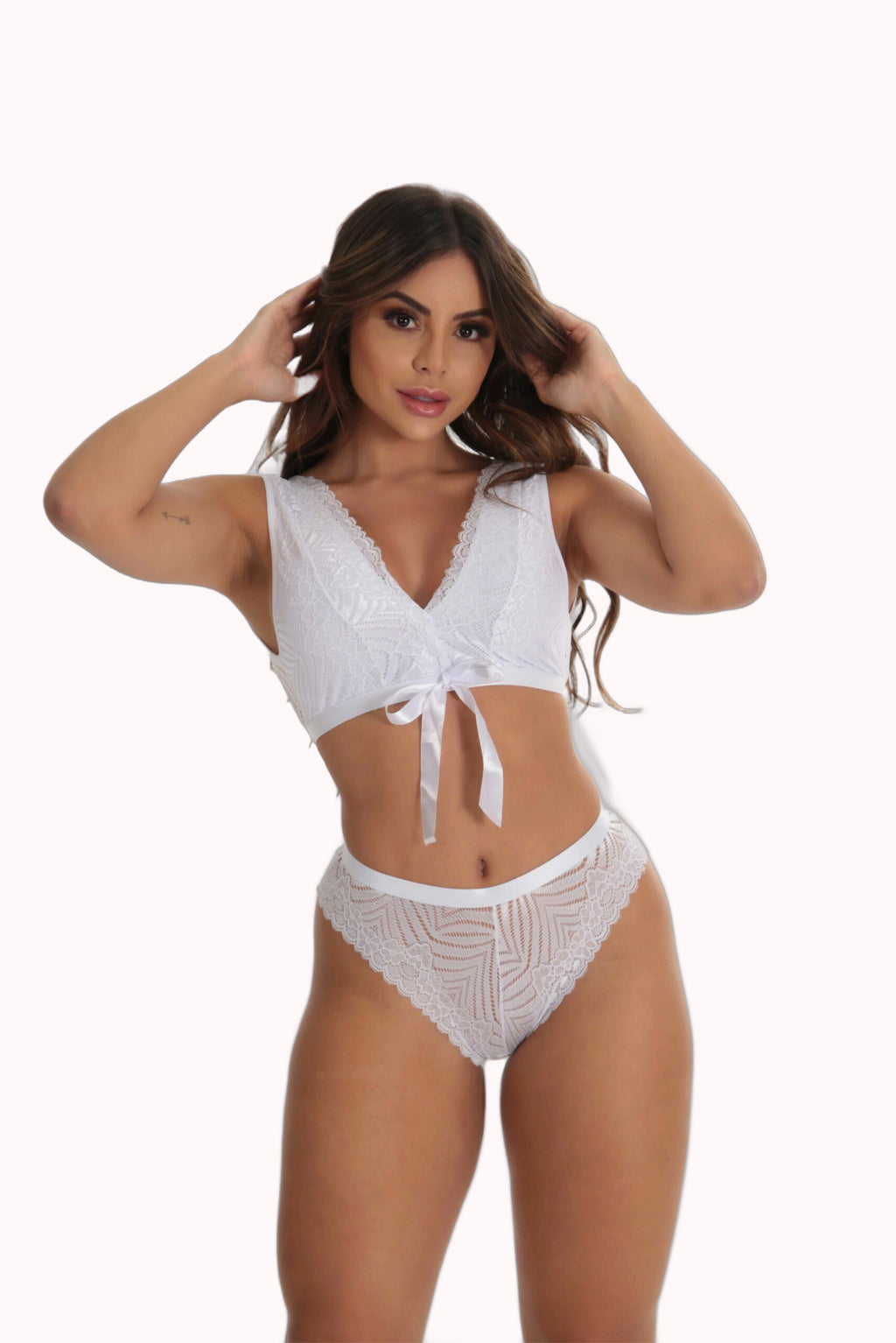 Conjunto de Lingerie com Renda e Laço – Doce Malícia