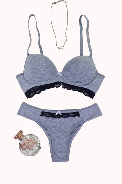Conjunto de Bojo Mescla com Detalhe em Renda – Doce Malícia