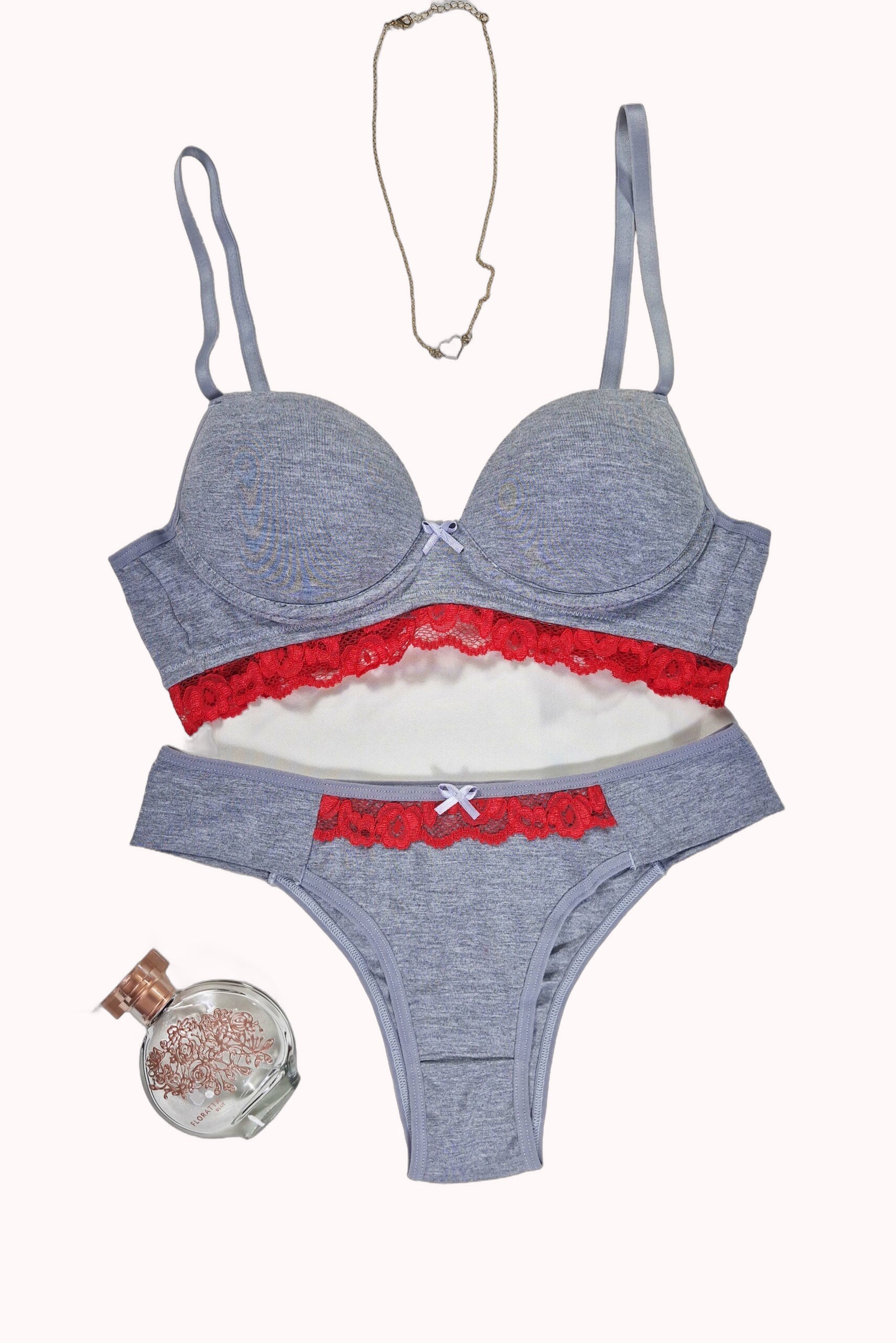 Conjunto de Bojo Mescla com Detalhe em Renda – Doce Malícia