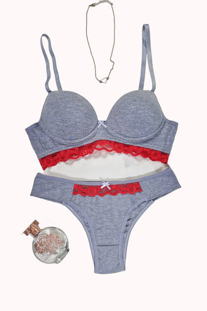 Conjunto de Bojo Mescla com Detalhe em Renda – Doce Malícia