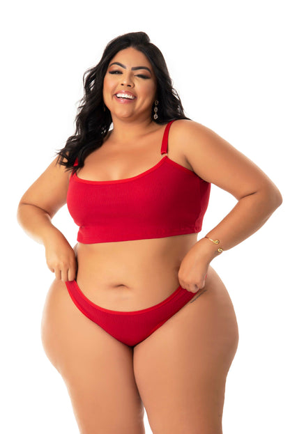 Conjunto Canelado Plus Size em Branco – Doce Malícia