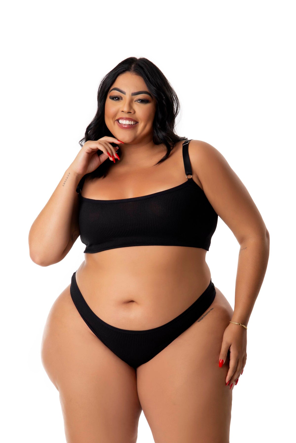 Conjunto Canelado Plus Size em Branco – Doce Malícia
