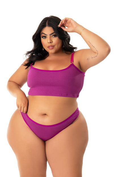 Conjunto Canelado Plus Size em Branco – Doce Malícia