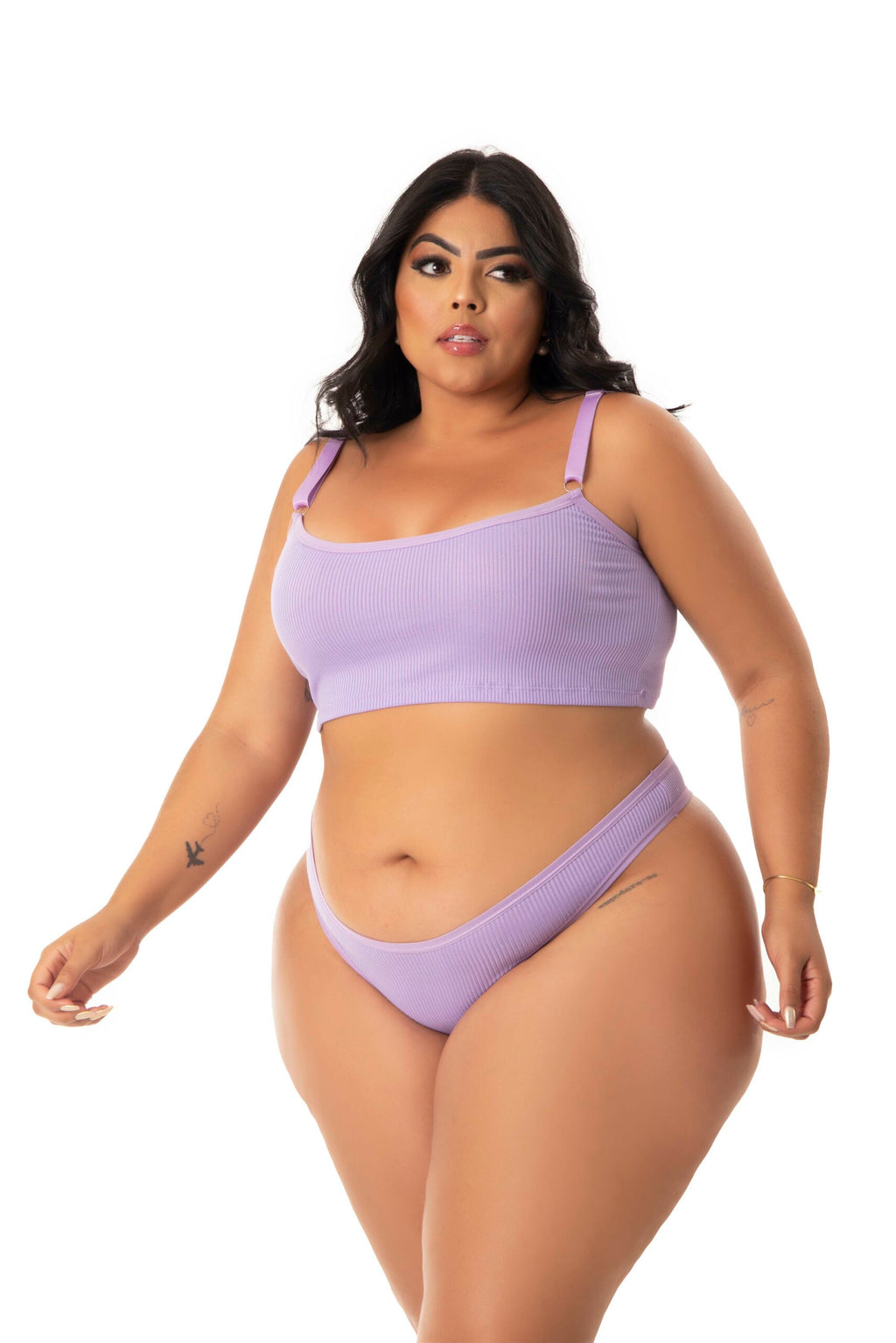 Conjunto Canelado Plus Size em Branco – Doce Malícia