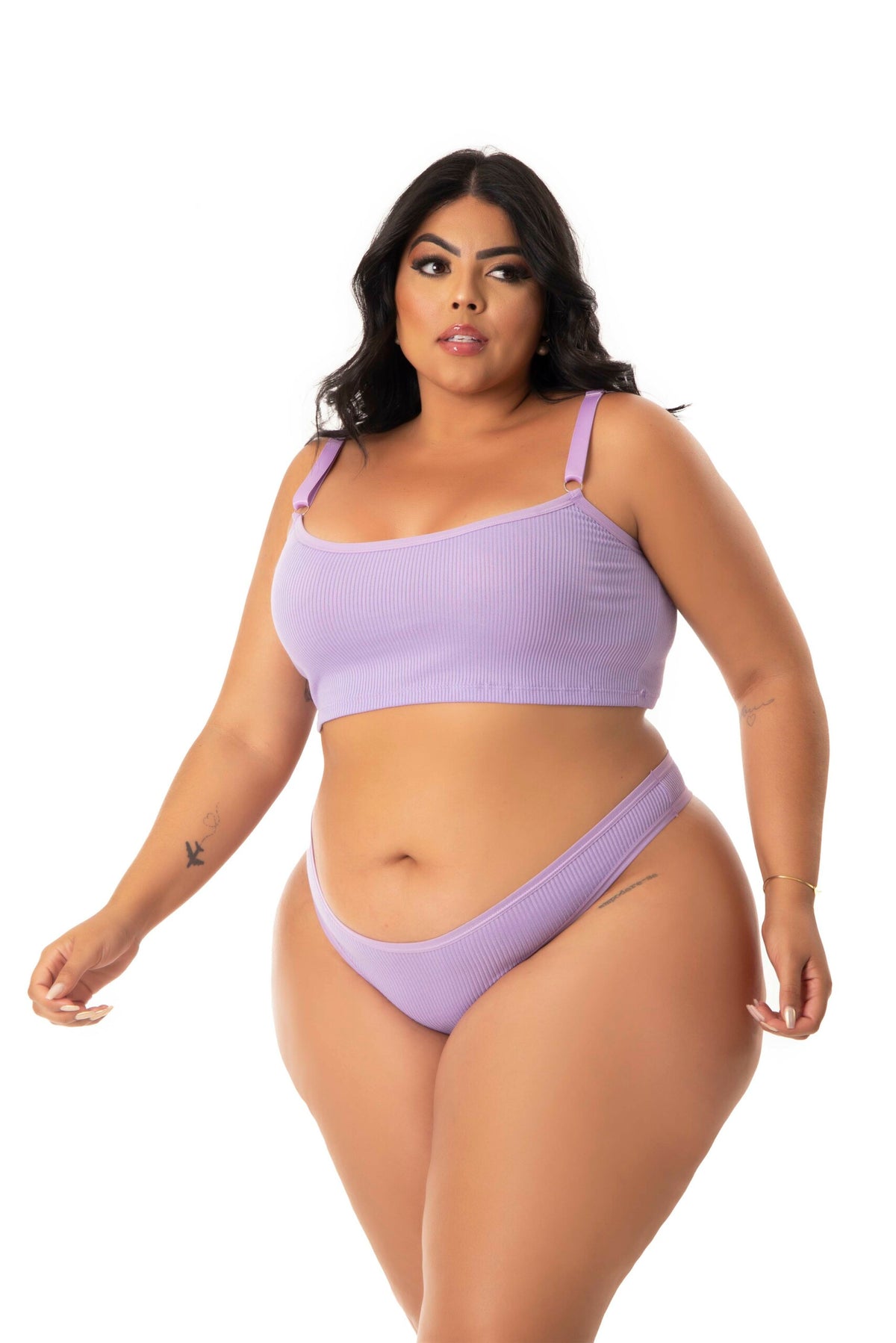 Conjunto Canelado Plus Size em Branco – Doce Malícia