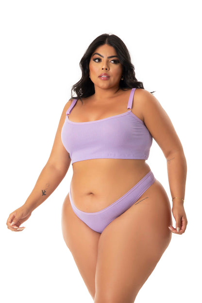 Conjunto Canelado Plus Size em Branco – Doce Malícia