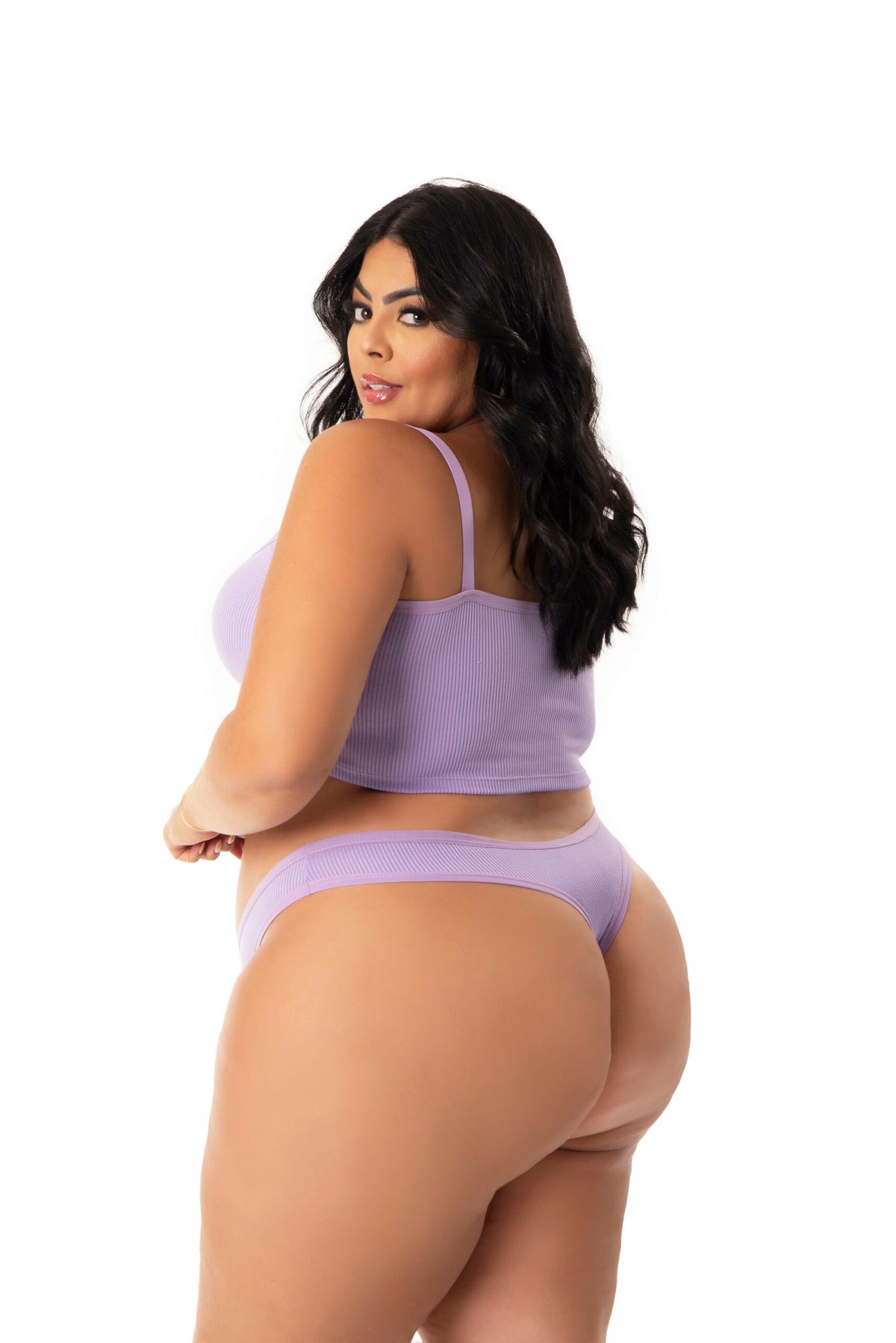 Conjunto Canelado Plus Size em Branco – Doce Malícia