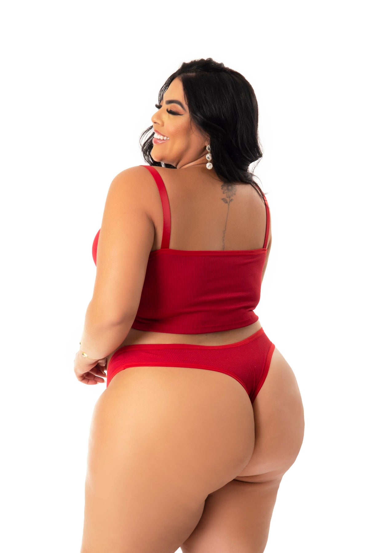 Conjunto Canelado Plus Size em Branco – Doce Malícia