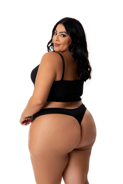 Conjunto Canelado Plus Size em Branco – Doce Malícia