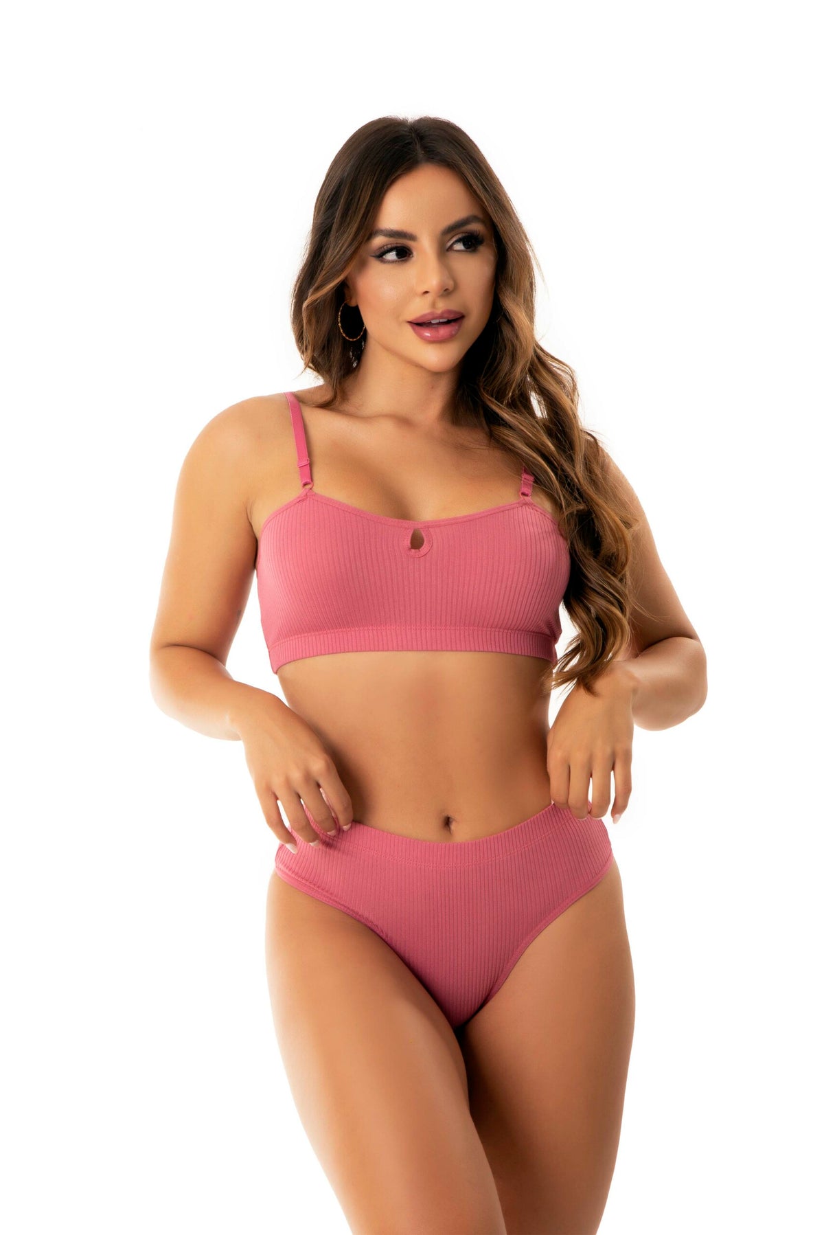 Conjunto Canelado Sem Bojo em azul-Marinho – Doce Malícia