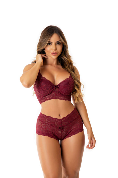 Conjunto charmoso em renda em azul-Marinho – Doce Malícia