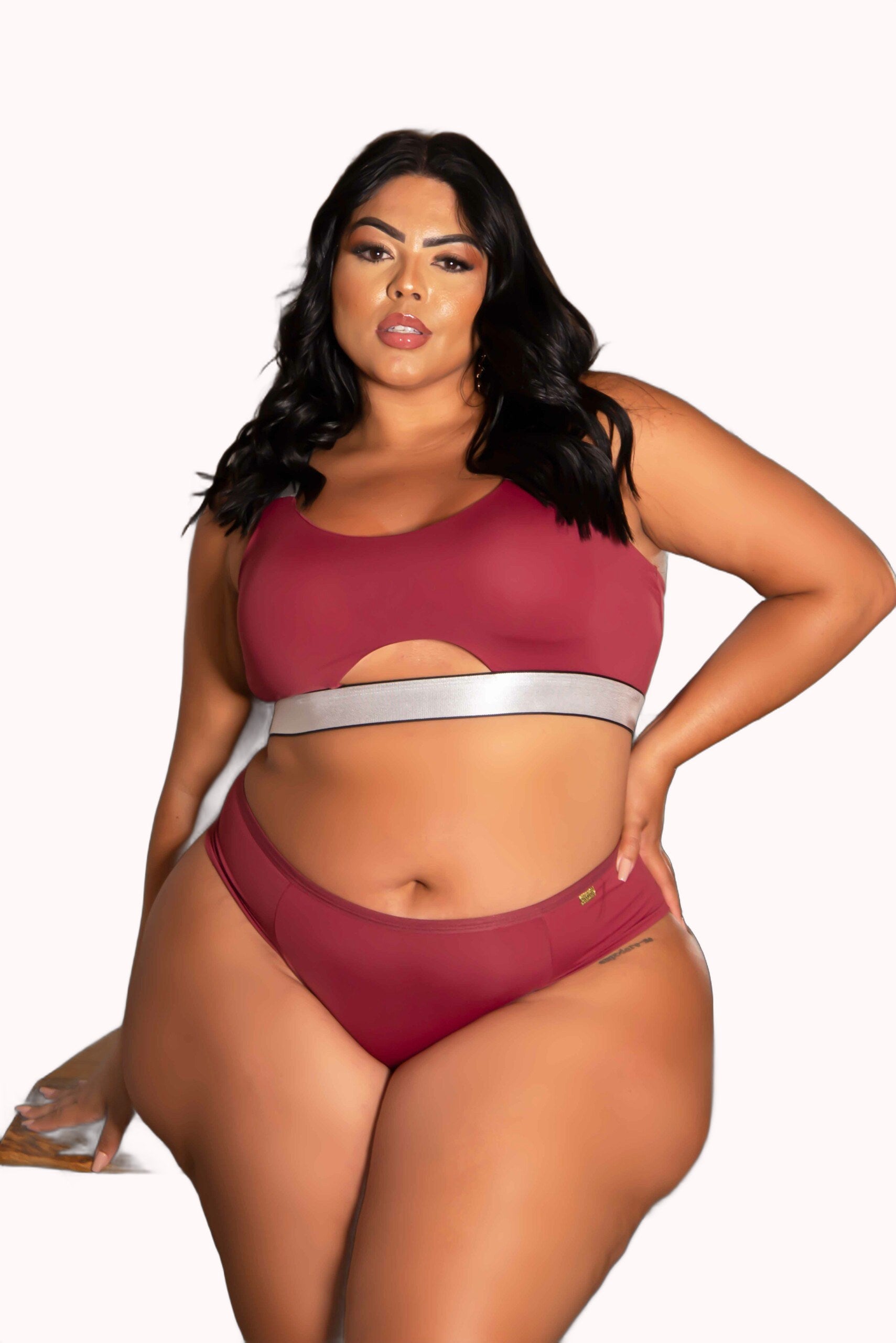 Conjunto com Bojo e Elástico Brilhoso Plus Size – Doce Malícia