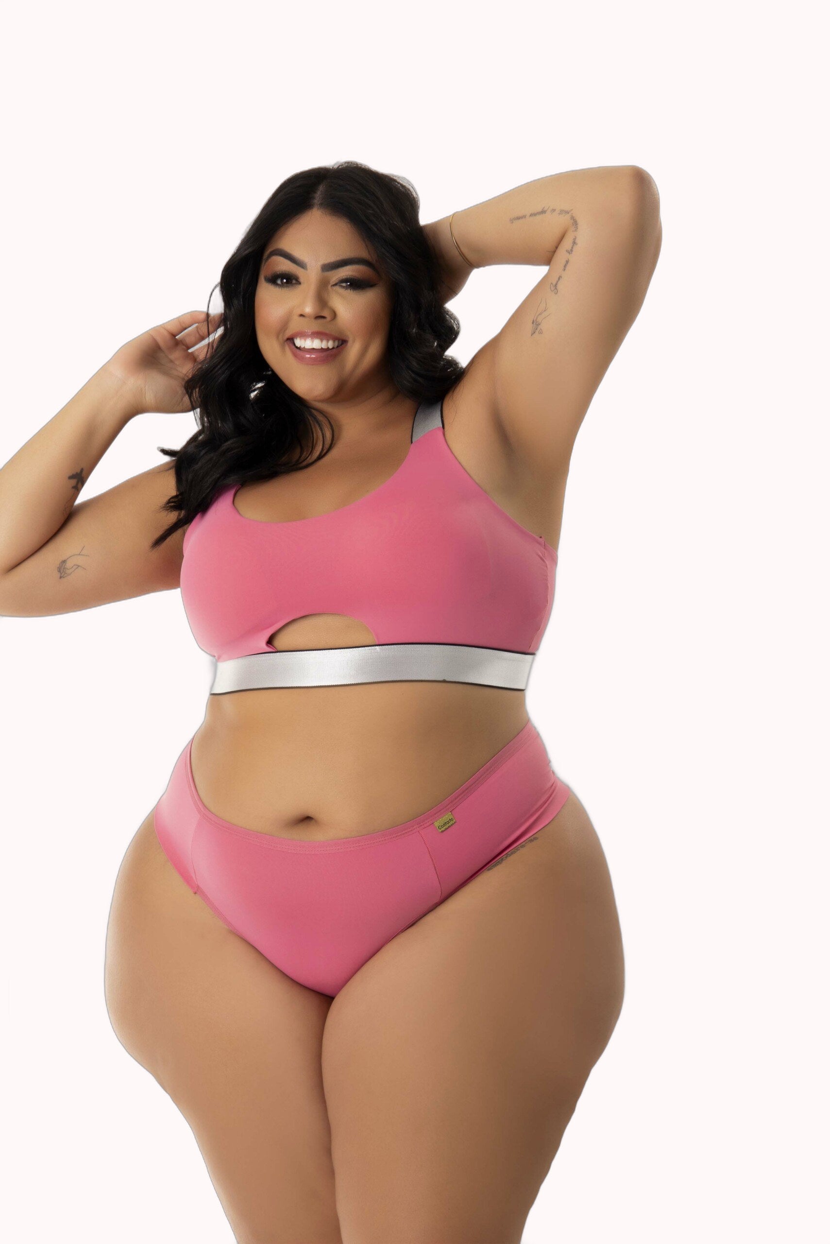 Conjunto com Bojo e Elástico Brilhoso Plus Size – Doce Malícia