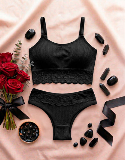 Conjunto Cropped Canelado em azul-Marinho – Doce Malícia