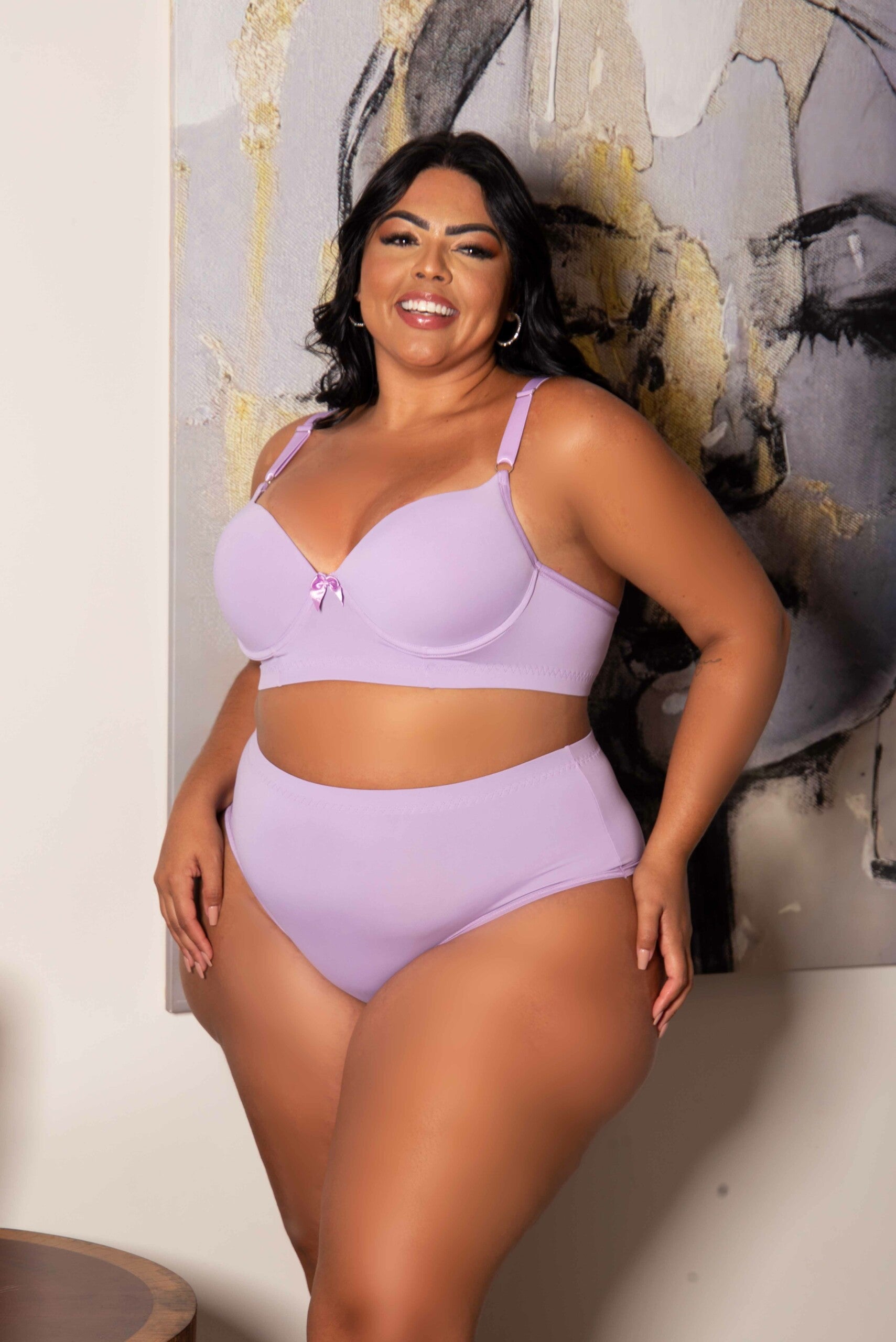 Conjunto de lingerie reforçado Plus Size em azul-Marinho – Doce Malícia