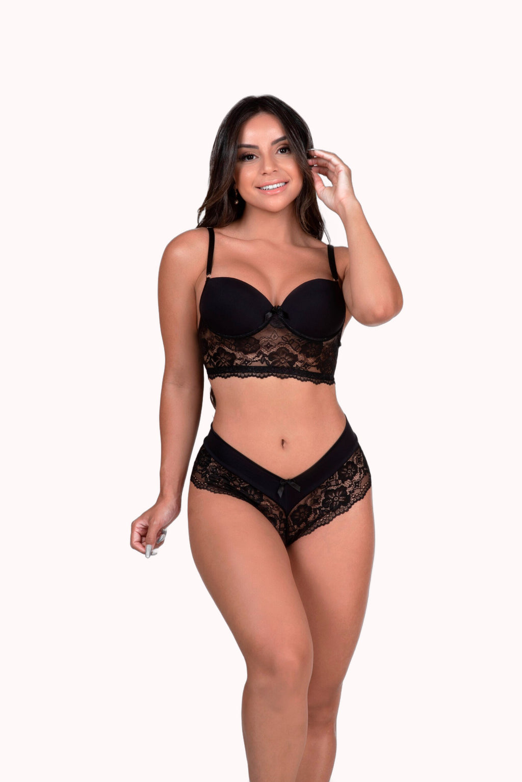 Conjunto de bojo em renda e microfibra – Doce Malícia