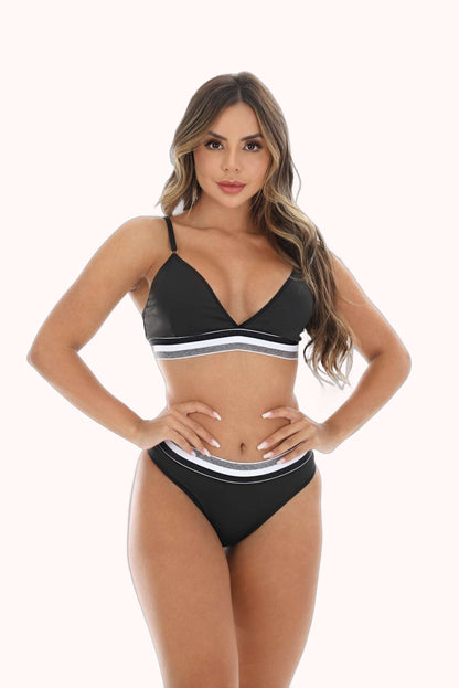 Conjunto de Lingerie com Elástico Tricolor – Doce Malícia