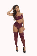 Conjunto de Lingerie Sensual com Meia Calça – Doce Malícia