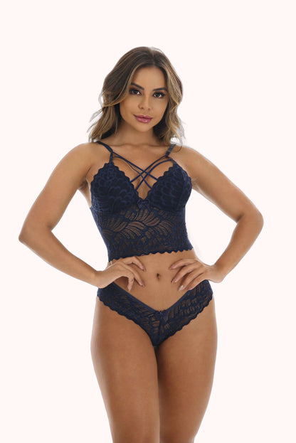 Conjunto de lingerie strappy sem bojo – Doce Malícia