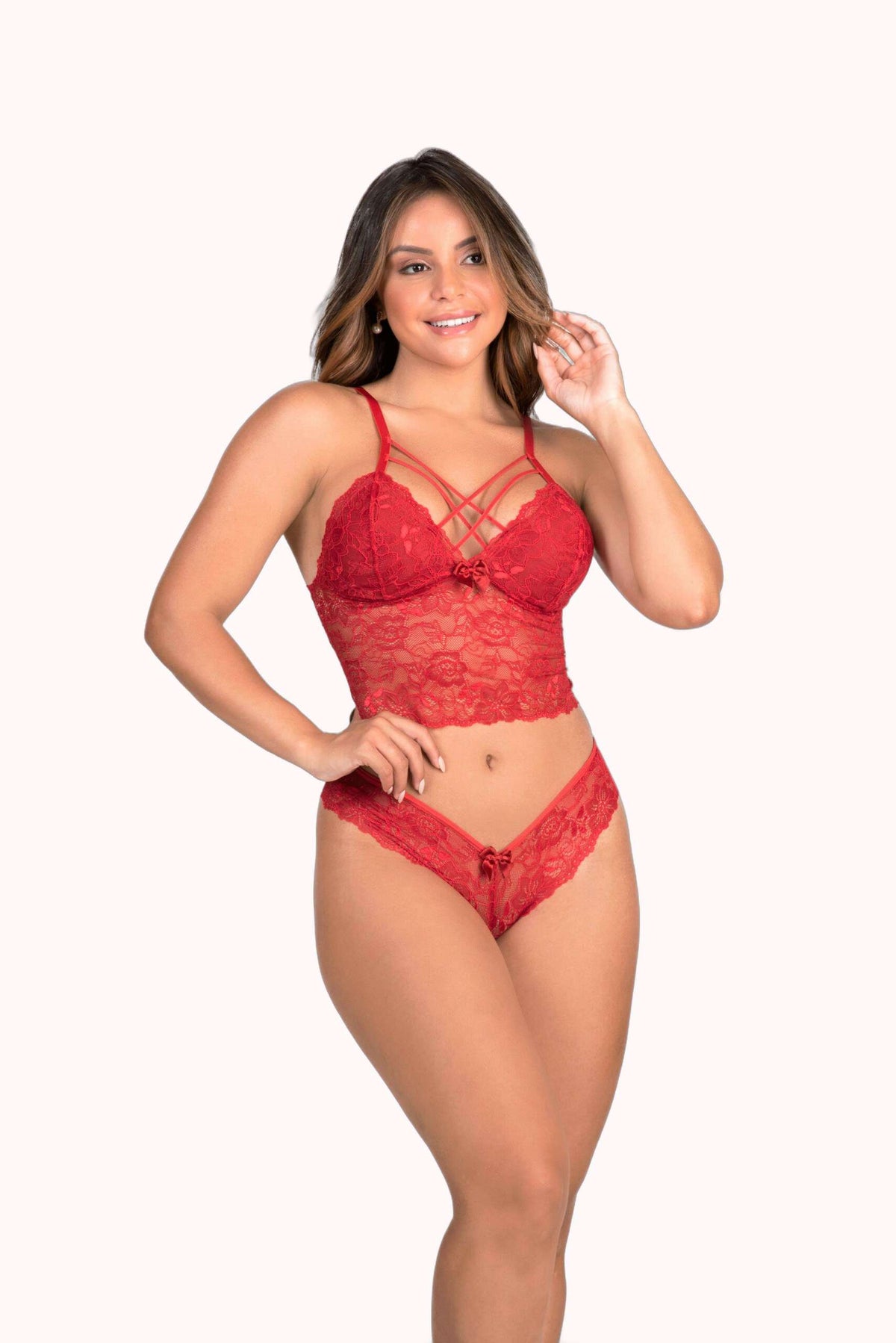 Conjunto de lingerie strappy sem bojo – Doce Malícia
