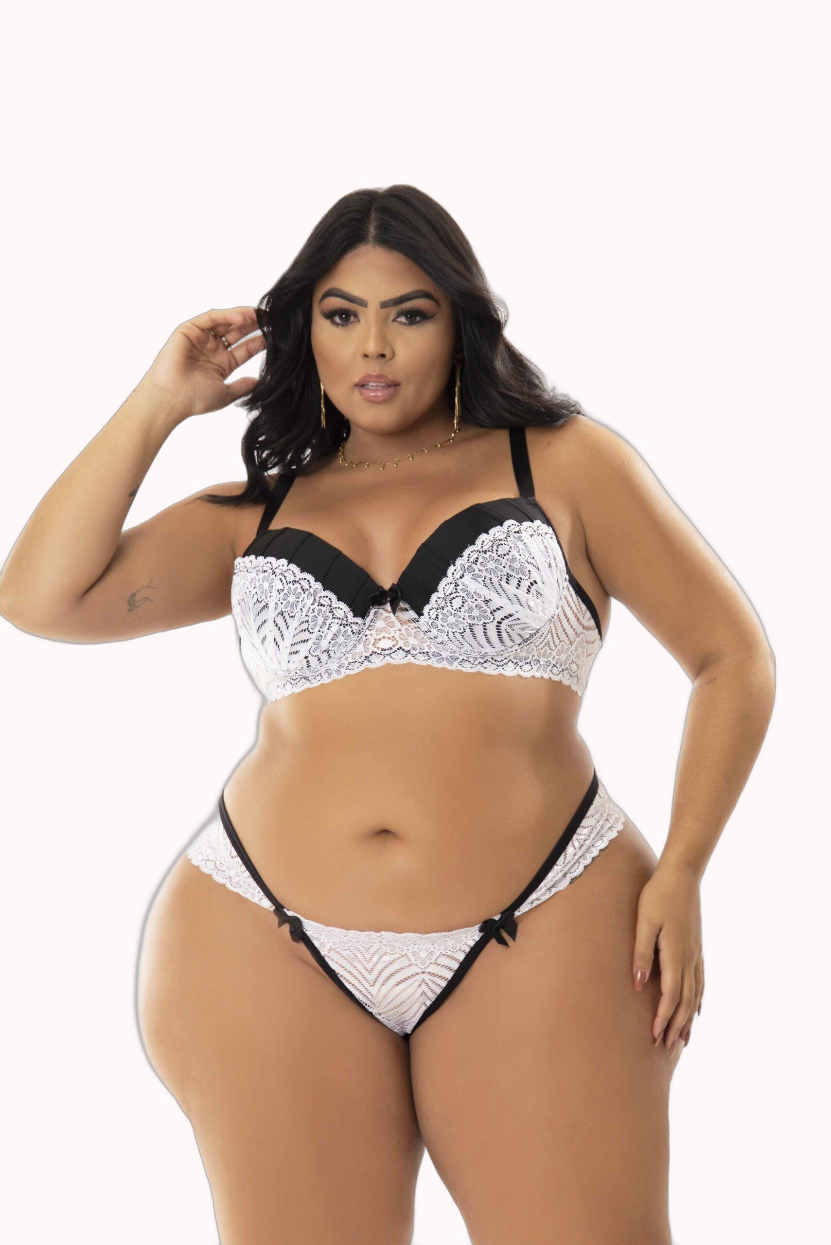Conjunto de Renda e Microfibra Plus Size – Doce Malícia