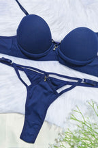 Conjunto em Microfibra Canelada com Pingente em azul-Marinho – Doce Malícia