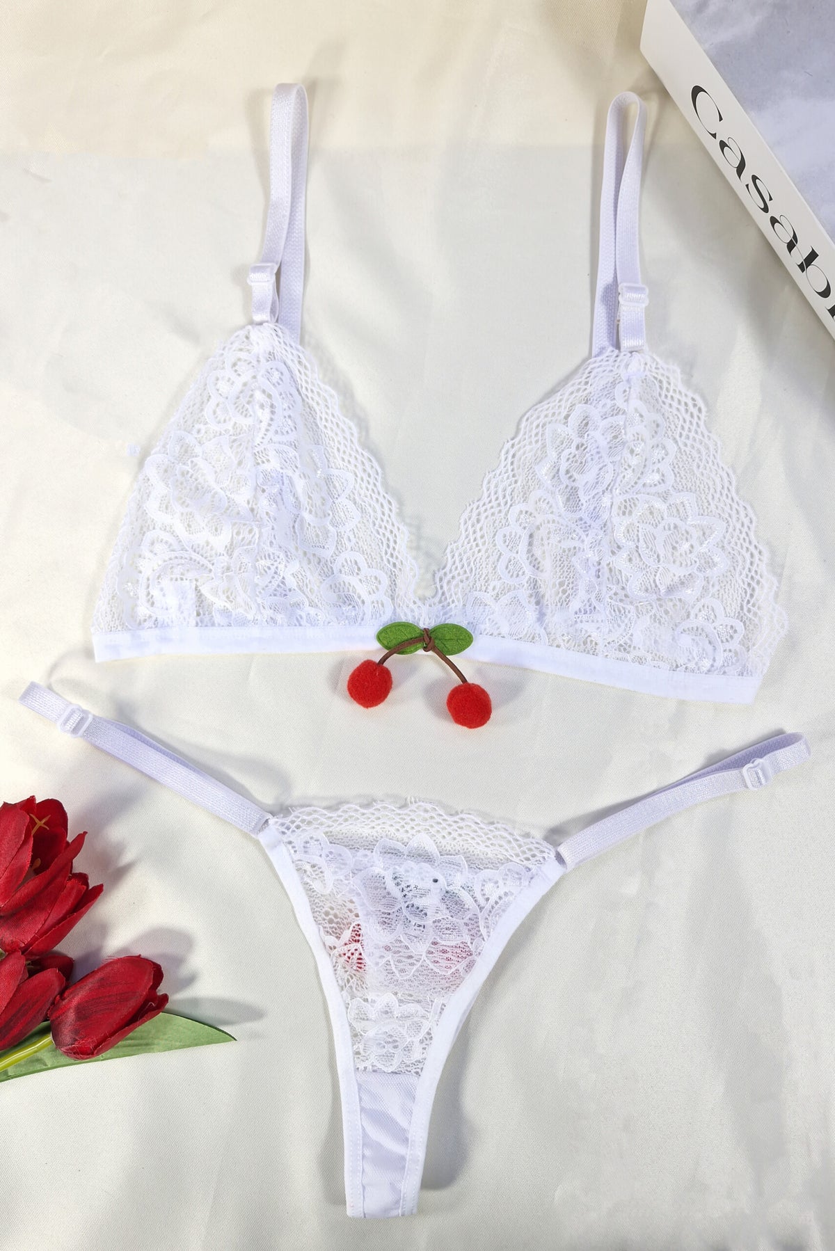 Conjunto Fio Dental de Tule em Branco – Doce Malícia
