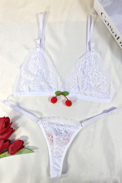 Conjunto Fio Dental de Tule em Branco – Doce Malícia