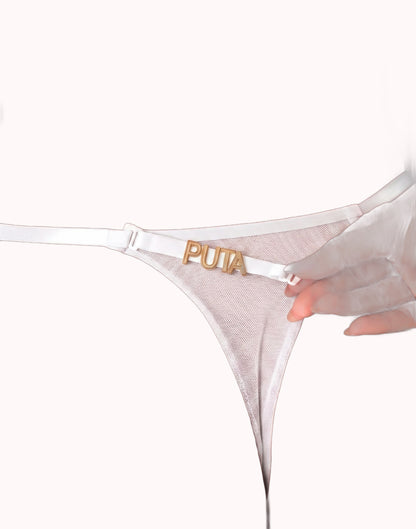 Conjunto Personalizável em Tule Bordado – Wendy – Branco – Tamanho P