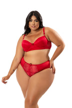 Conjunto Plus Size com renda vazada em azul-Marinho – Doce Malícia