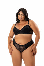 Conjunto Plus Size com renda vazada em azul-Marinho – Doce Malícia