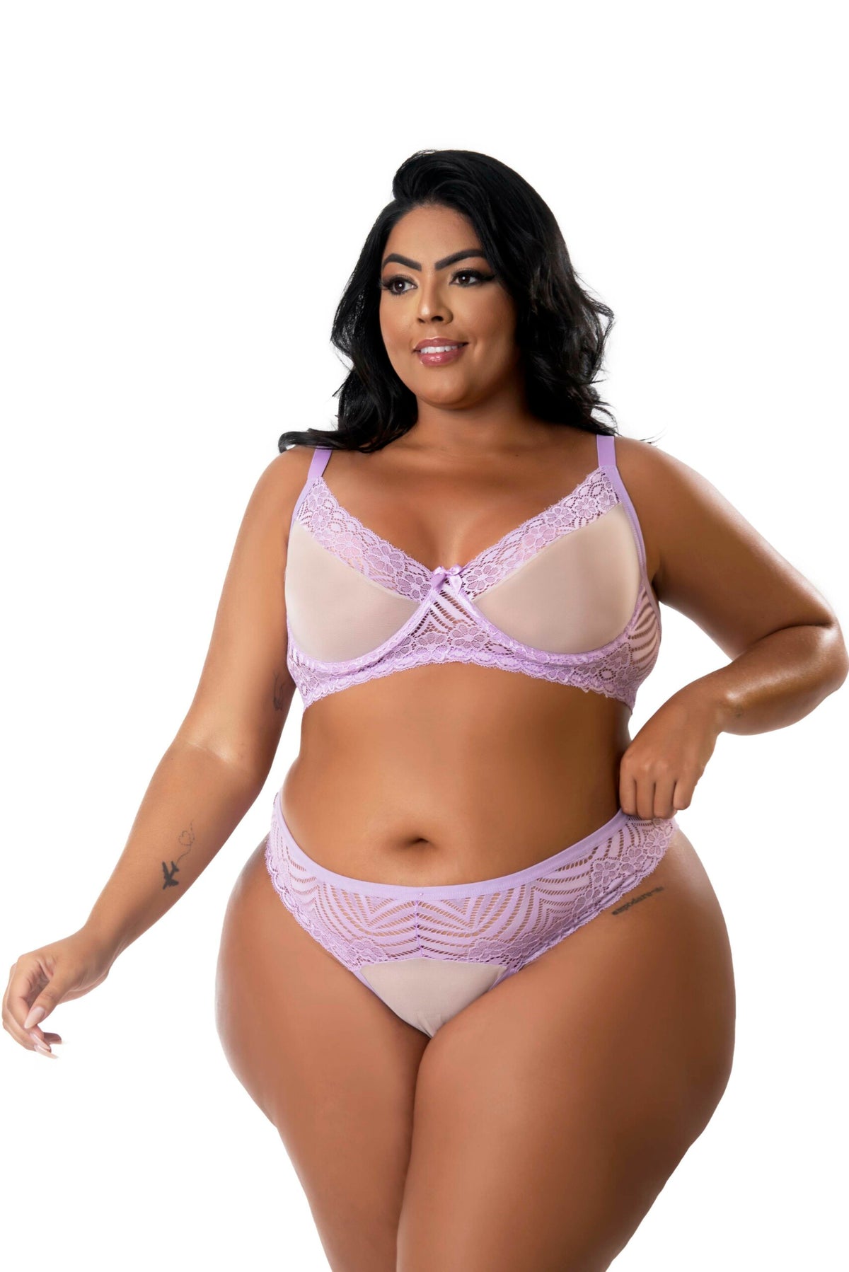 Conjunto Plus Size Feminino com Tule em azul-Marinho – Doce Malícia