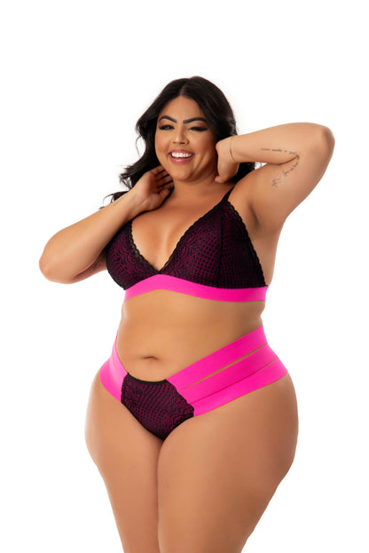 Conjunto Plus Size em Rosa Neon – Doce Malícia