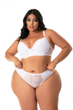 Conjunto Plus Size com renda vazada em azul-Marinho – Doce Malícia