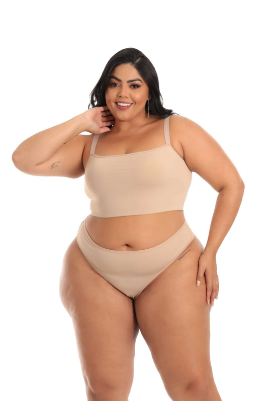 Conjunto Plus Size Conforto Sem Bojo em Branco – Doce Malícia