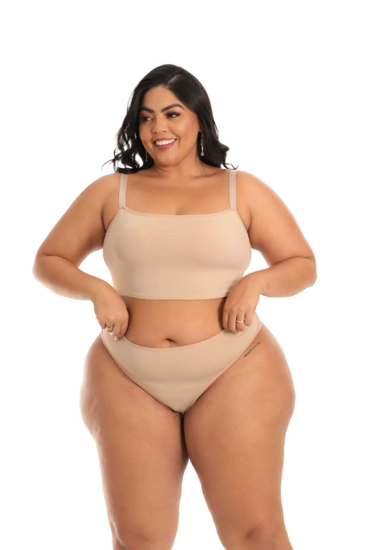 Conjunto Plus Size Conforto Sem Bojo em Branco – Doce Malícia