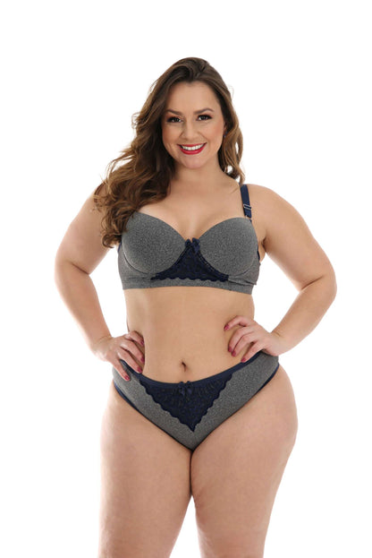 Conjunto Plus Size em supplex mesclado em azul-Marinho – Doce Malícia