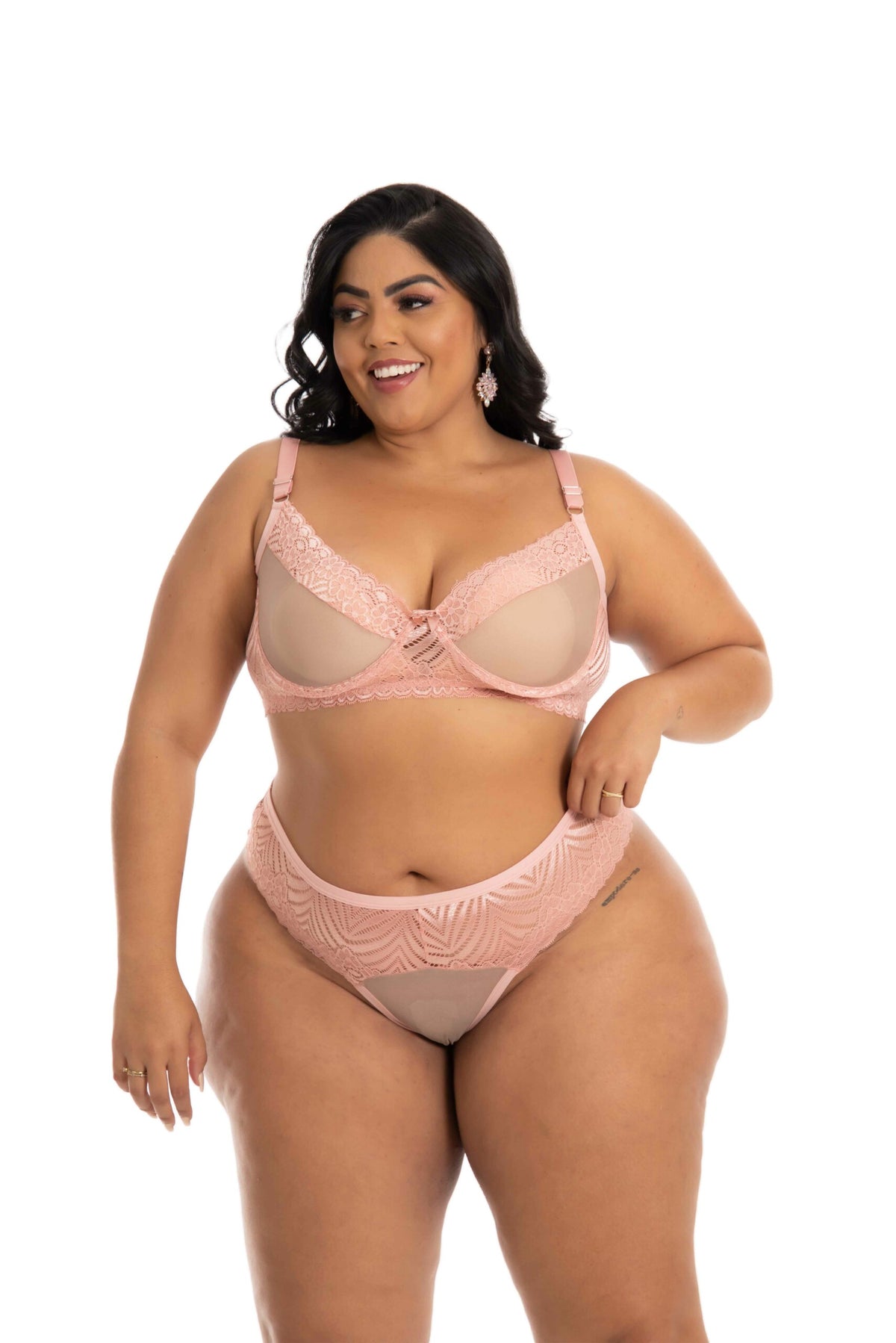 Conjunto Plus Size Feminino com Tule em azul-Marinho – Doce Malícia