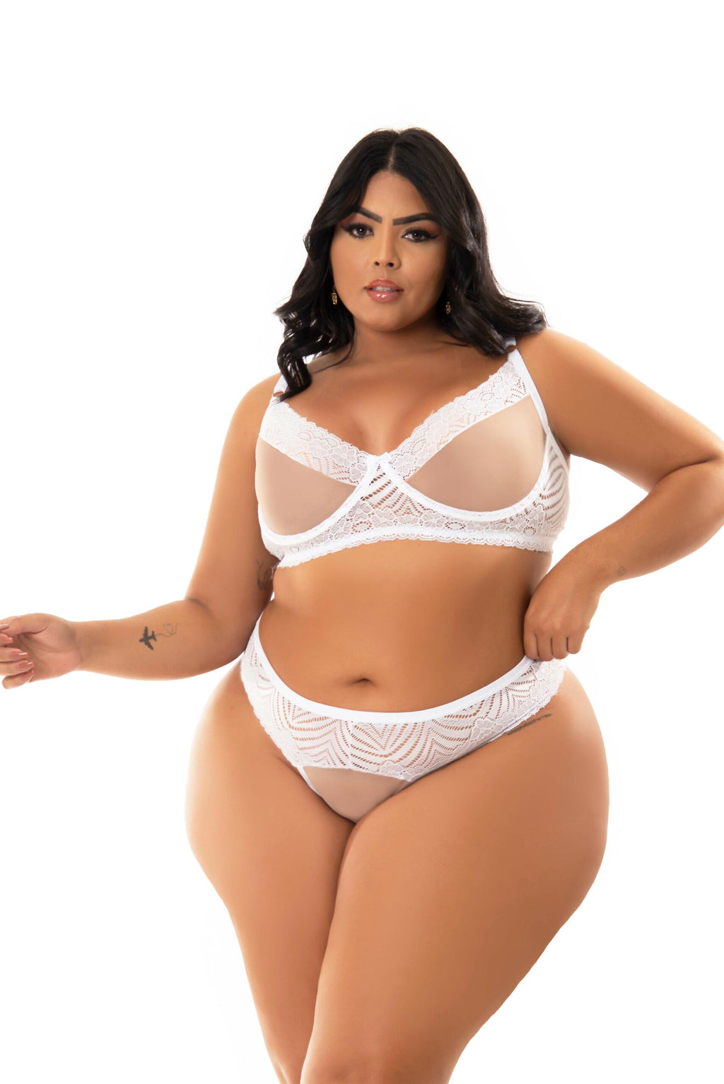 Conjunto Plus Size Feminino com Tule em azul-Marinho – Doce Malícia