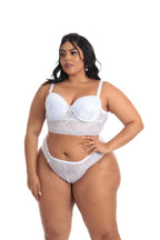 Conjunto Plus Size Feminino de Renda em azul-Marinho – Doce Malícia