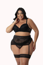 Conjunto Plus Size Sexy com Cinta Liga e Perneira – Doce Malícia
