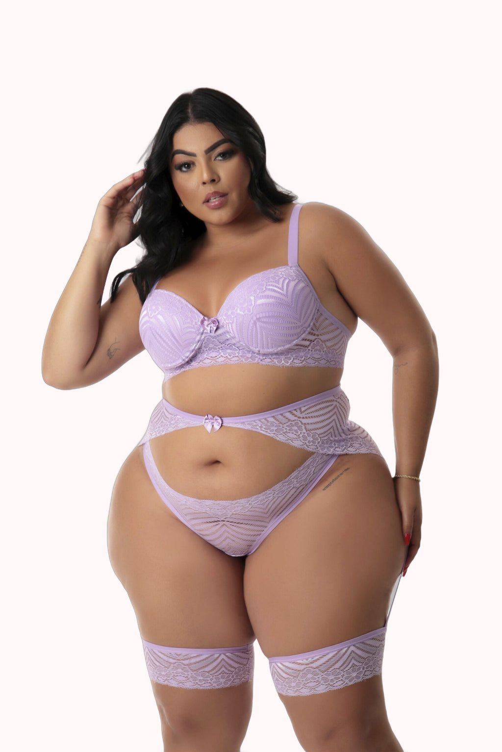 Conjunto Plus Size Sexy com Cinta Liga e Perneira – Doce Malícia