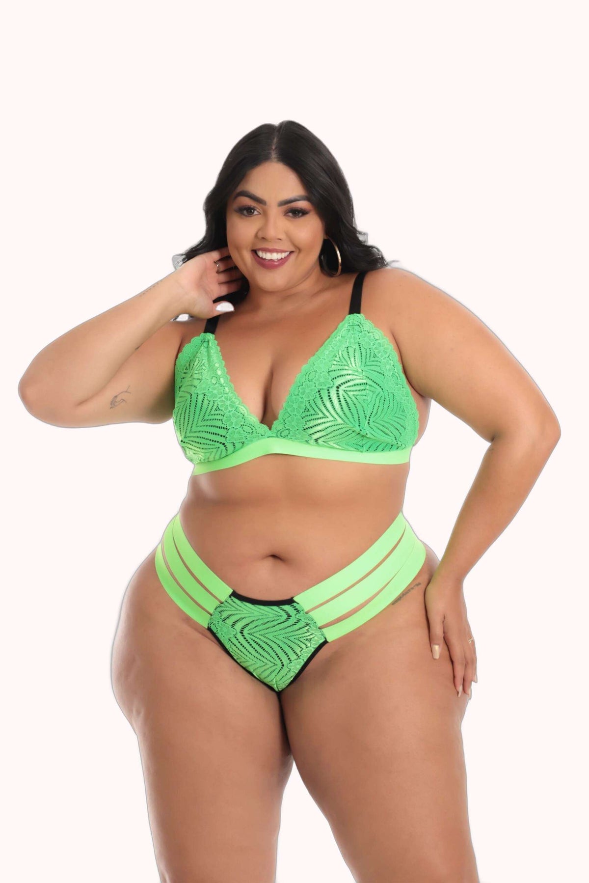 Conjunto Plus Size Sexy com Elástico Neon – Doce Malícia