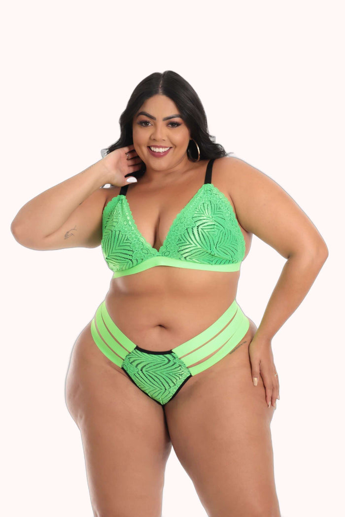Conjunto Plus Size Sexy com Elástico Neon – Doce Malícia — Doce Malícia